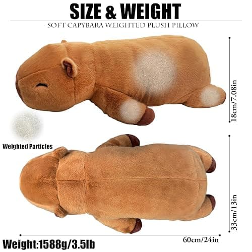 WESOPAN 3.3 lbs Weighted Capybara Stuffed Animals, 24 Inch Giant Capybara Weighted Plush Cute Soft Teddy for Kids Adults thumbnail 3