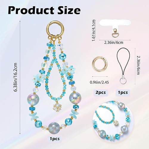 LEGENTLISUR Flower Phone Charm Cute Beaded Phone Wrist Strap for Camera Bag Keychain Wallet Pendants Decor thumbnail 2