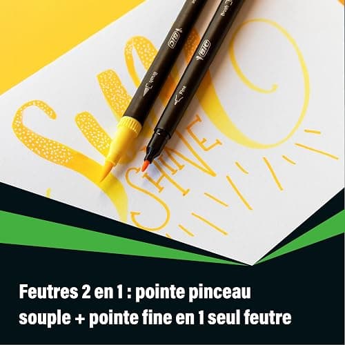 BIC Intensity Filzstifte Set, Dual Tip Brush Pen zum Malen in 12 verschiedenen Farben, mit Pinsel & feiner Spitze thumbnail 5