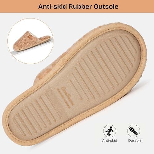 EverFoams Women's Fuzzy Slip-on Slippers Warm Cozy Soft Lightweight Memory Foam Indoor House Shoes thumbnail 6
