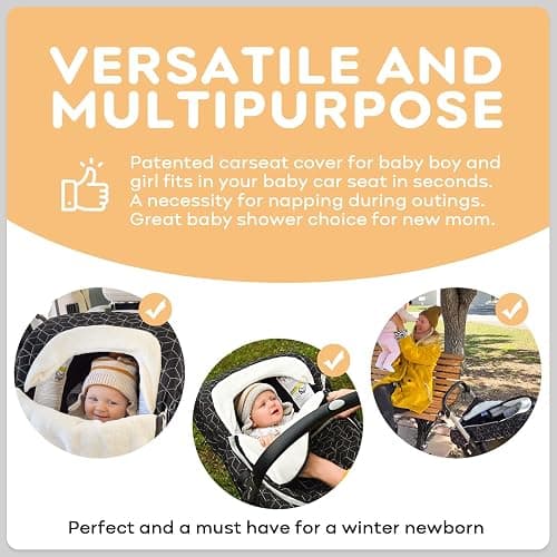 Yoofoss Baby Car Seat Cover Winter Carseat Canopies Cover to Protect Baby from Cold Wind, Super Warm Plush Fleece Baby Carrier Cover for Infant Boys Girls (Black) thumbnail 5