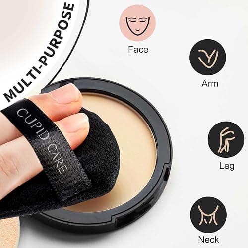 CUPID CARE 6 Pcs Triangle Powder Puff with 2 Travel Cases, Setting Powder Puffs for Face, Velour Makeup Puff for Loose Powder Body Powder, Blender Sponge Foundation Blending Sponges Beauty Tools thumbnail 4