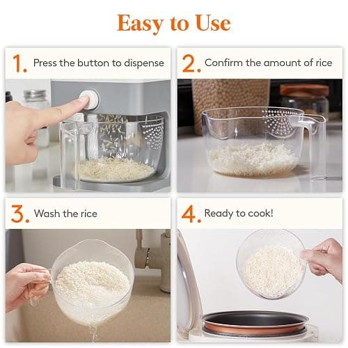 Lifewit Rice Dispenser 25 Lbs(11.3kg), Rice Storage Container Sealed Moisture Proof with Measuring Cup for Kitchen Pantry Household, BPA-Free, 1 Pack thumbnail 8