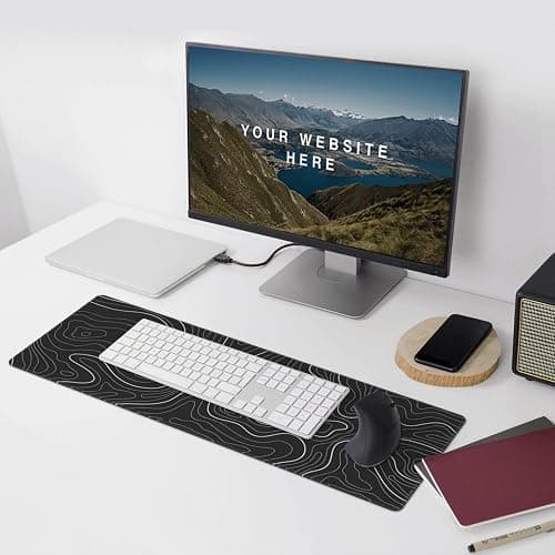 Topographic Contour Extended Big Mouse Pad Large,Gaming Mouse Pad Desk Pad,31.5x11.8 Inch Long Computer Keyboard Mouse Mat Mousepad with 3mm Non-Slip Base and Stitched Edge for Gaming and Office thumbnail 9