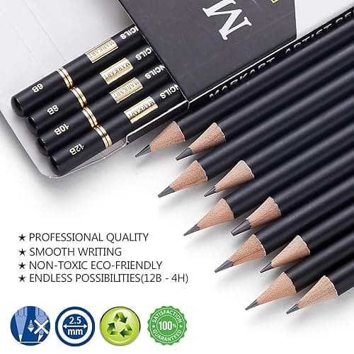 MARKART Professional Drawing Sketching Pencil Set - 14 Pieces,Graphite,(12B - 4H), Ideal for Drawing Art, Sketching, Shading, Artist Pencils for Beginners & Pro Artists thumbnail 4