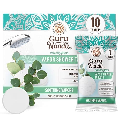 GuruNanda Eucalyptus Vapor Shower Tablets, Clean-Dissolving Aromatherapy Shower Steamers with Eucalyptus & Menthol, Promotes Relaxation, Ideal for Gifting, 10 Count - Image 1