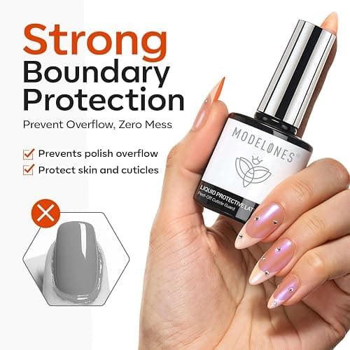 modelones Gel Polish Liquid Latex for Nails, 15 ml Peel Off Nail Polish Barrier with Stick, Fast Dry Cuticle Guard, Skin Protector for Fingers thumbnail 3