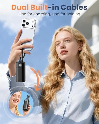 BLACKPAI Portable Power Bank 20,000mAh, PD 35W Portable Charger Super Fast Charging with 2 Built-in Cables, USB-C Digital Display Battery Pack for iPhone Air 17/16/15/14/13, Portable Travel Charger thumbnail 8