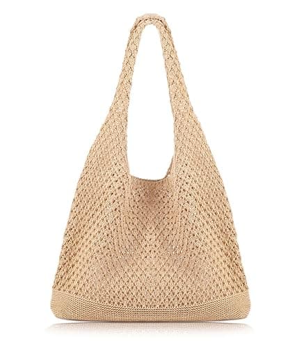 COOKOOKY Crochet Beach Tote bag Summer Beach Bag for Women Aesthetic Mesh Tote Bag Hippie Bag Knit Bag - Image 1
