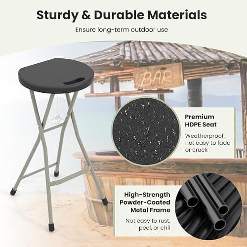 GYMAX Folding Stool, 28in Portable Collapsible Bar Stool with Handle & Steel Frame, 330lbs Sturdy Foldable Lightweight Metal Chair for Outdoor/Indoor Kitchen Home Bar, Assembly Free (Set of 1, 28inch) thumbnail 6