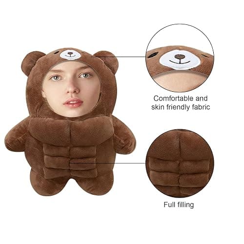 Personalized Muscle Bear Plush Toy, Customizable Your Face Photo Plush Toy - Fun Toy (11.8-19.6 inches) thumbnail 3