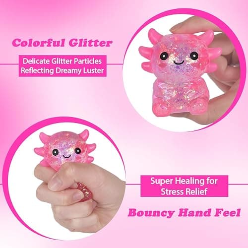 Axolotl Squishy Stress Ball, Soft TPR Slow Rising Squeeze Toy, Cute Axolotl Fidget Toy for Stress Relief, Anxiety Calming Sensory Toy for Kids Adults(Pink Seated Axolotl) thumbnail 4