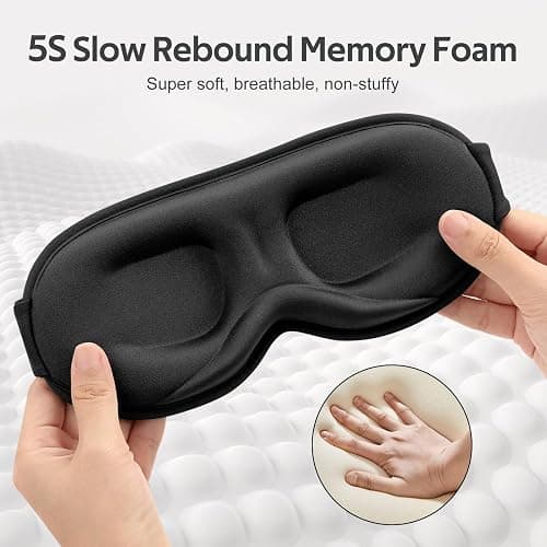 Vynix Sleep Mask for Men Women - 100% Blackout Eye Masks for Sleep - 3D Soft Sleeping Mask for Side Sleepers - Zero Pressure Lash Extensions Eye Cover Shade for Airplane Travel Essentials, Black thumbnail 5