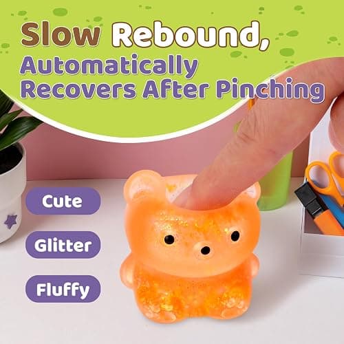 12Pack Fidget Toys Squishy ，Cute Bear Squeeze Ball , Stress Balls for Stress Relief，Pull Stretch Classroom Prize Party Favors Toys for Kids thumbnail 6