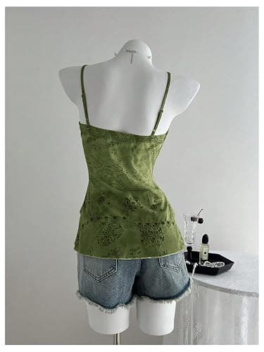 Verdusa Women's Y2k Top Cute Babydoll Tank Tops Floral 2000s Clothing Going Out Mesh Camisole Whimsical Clothes thumbnail 2