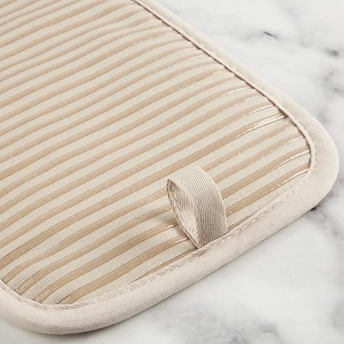 KITCHENAID Quilted Cotton Terry Cloth Oven Mitt, Pot Holder, Kitchen Towel 4-Pack Set, Heat Resistant, Silicone Grip, 16"x26", 7"x13" & 7"x10", Milkshake thumbnail 6