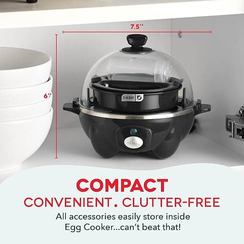 Dash Rapid Egg Cooker - Boiler, Poacher & Steamer - Includes Measuring & Recipe Guide - Dishwasher Safe - BPA Free - Holds 7 Eggs, Black thumbnail 2