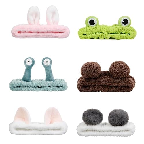 6PCS Animal Ear Spa Headbands Face Wash Headband Cute Make Up Hairband Fuzzy Cat Head Band Soft Skincare Hair Accessories for Women Girls - Image 1