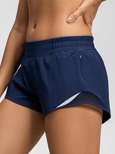 MCEDAR Women's Running Shorts Low Waisted 2.5"，Lightweight Active Workout Quick Dry Gym Athletic Sports Shorts Zip Pocket thumbnail 4