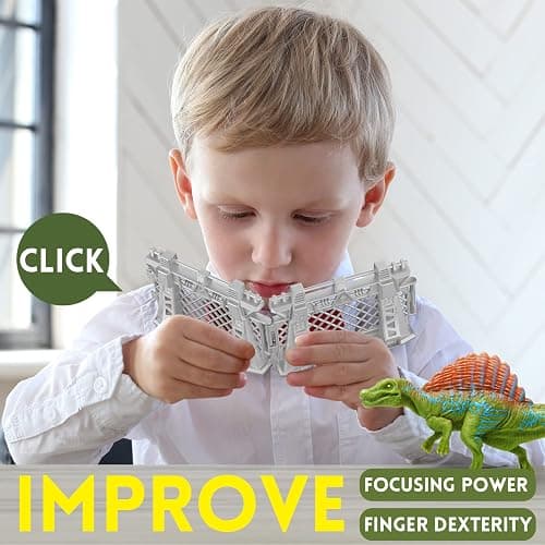Oriate 12PCS Dinosaur Capture Fencing Accessories Playset, Plastic Dino Cages Kids Play Fence Enclosure, Suitable for Dinosaurs World Figurines Jurassic Fences thumbnail 4