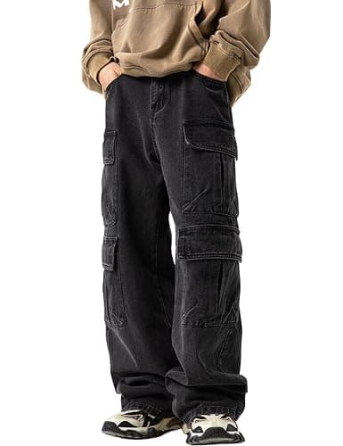 JNCO Men's Baggy Cargo Jeans - Y2K Hip Hop Grunge Loose Fit Streetwear - Image 1