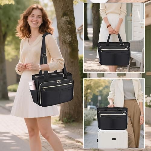 Teacher Tote Bag, Large Teacher 15.6-inch Laptop Bag with Foldable Document Pocket, Nurse Bag with Insulated Pocket thumbnail 7