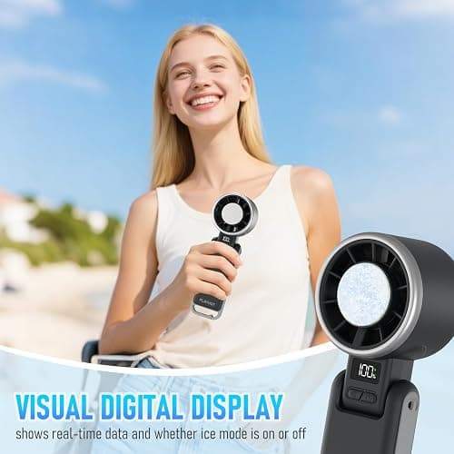 Portable Handheld Fan, Rechargeable, Up tp 12Hrs (Black) thumbnail 7