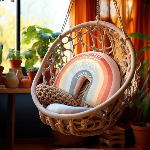 Menkxi Rainbow Throw Pillow Boho Classroom Reading Corner Throw Pillow for Girls Kids Book Center Daily Affirmations Cushion Arch Shaped Motivational Home Bedroom Playroom Decor(Classic) - Classic thumbnail 4