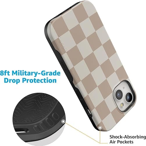 Casely iPhone 15 Case | Fit Check | Neutral Checkerboard Checkered | Compatible with MagSafe | Bold Protective Design thumbnail 4