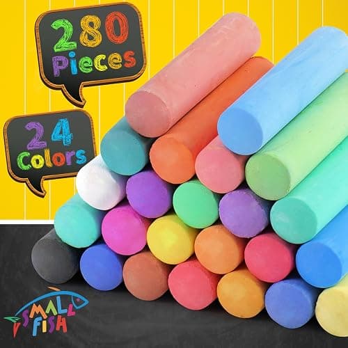 280PCS Sidewalk Chalks in 24 Colors: Washable Jumbo Chalk for Kids Toddlers | Non-Toxic Dustless Colored Chalk Bulk for Outdoor Art, Party Favors, Painting on Chalkboard Blackboard Playground thumbnail 3