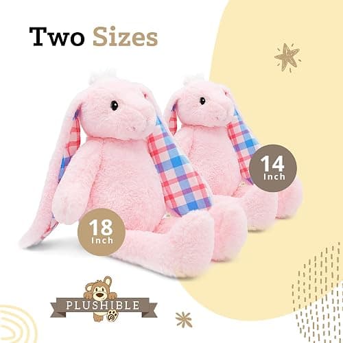 Plushible Easter Bunny Stuffed Animal, 18" (Pink) - Plush, Soft Embroidered Stuffed Bunny Toy for Kids, Newborns, Boys & Girls, Cuddly and Adorable Plush Toys thumbnail 7