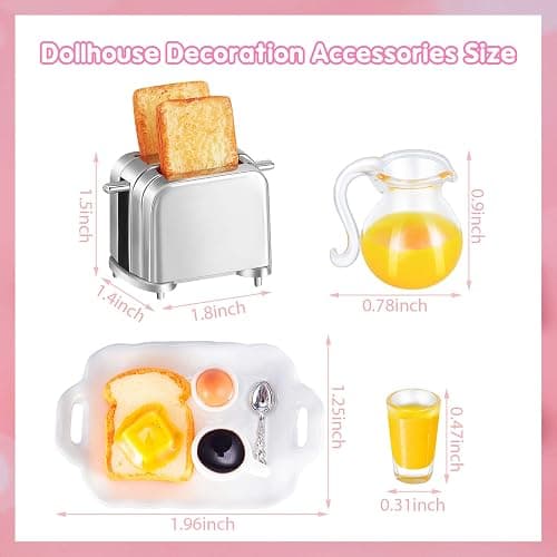 Dollhouse Accessories Decoration 1:12/1:6 Dollhouse Miniature Scene Model Mini Kitchen Accessories Set Scene Breakfast Bulk Pretend Toy DIY Birthday Gift Decor(Juice, Butter, Bread Machine Set) thumbnail 3