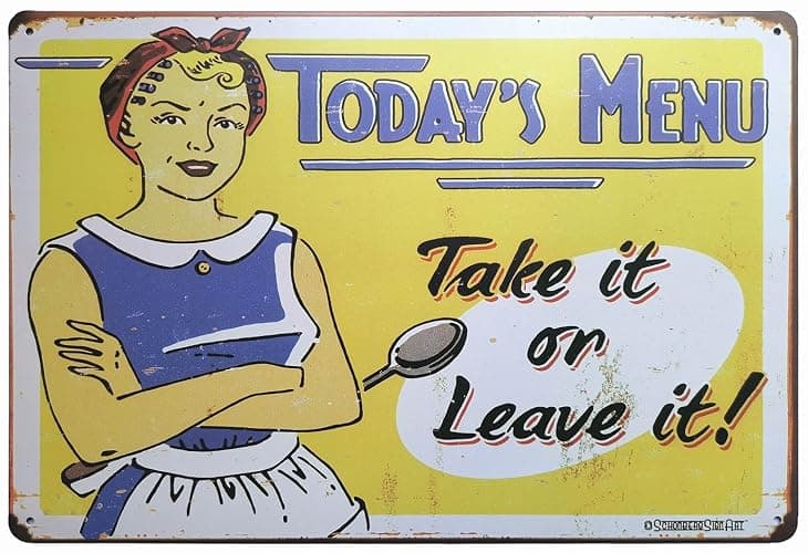 ERLOOD Today's Menu Take It or Leave It Retro Vintage kitchen Signs Wall Decor Metal Tin Sign 12X 8 - Image 1