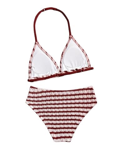 RoseSeek Girl's Tie Dye Smocked 2 Piece Swimwear Sets Backless Halter Bikini Cute Brief Bathing Suit thumbnail 2