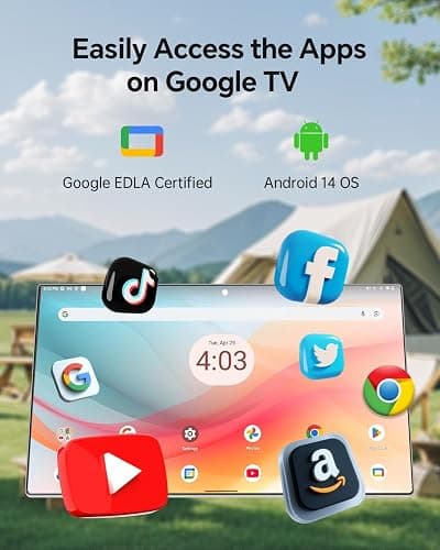 KTC 25 Inch Portable TV - Smart Touch Screen with Google Play, Android 14, Qualcomm 8G RAM+128G Storage, 1080P Smart Handy TV with 8MP Camera and Battery, Touchscreen Monitor for Camping, Bathroom thumbnail 3