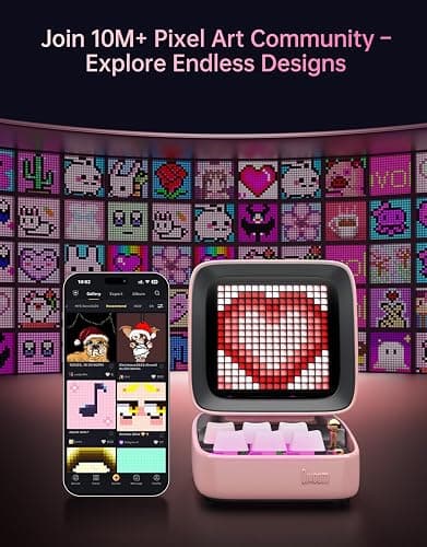 Divoom Ditoo Retro Pixel Art Game Bluetooth Speaker with 16X16 LED App Controlled Front Screen (Pink) thumbnail 4