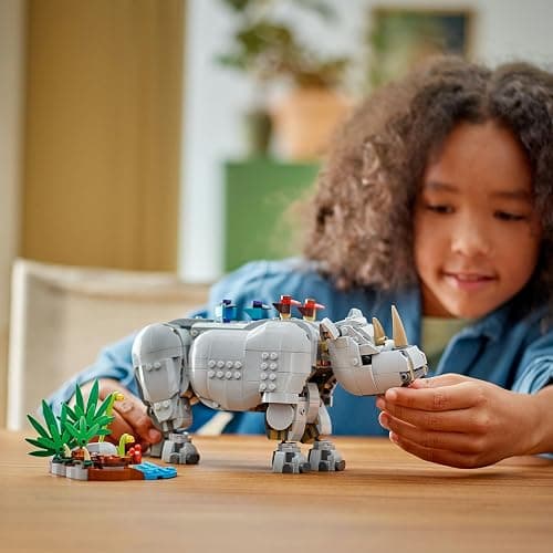 LEGO Creator 3in1 Wild Animals: Majestic Rhino with Birds Pretend Play Toy for Kids - Safari Toy Building Set for Girls & Boys, Ages 9+ - Build 3 Animal Figures in 1 Set - Birthday Gift Idea - 31171 thumbnail 3