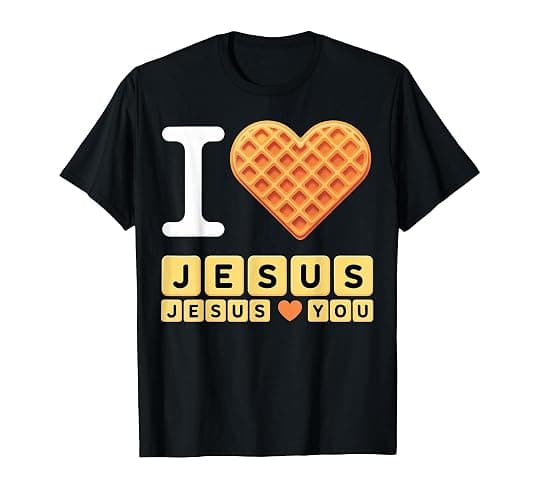 I Love Jesus Waffle Heart T-Shirt - Image 1