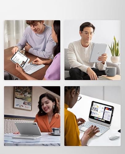 GreenLaw Keyboard Case for iPad mini 7(2024) & Mini 6 (2021) 8.3", Touchpad Keyboard with 7 Color Backlit, Type-C Rechargeable, 360° Rotate Keyboard Case for iPad mini 7th/6th Generation, White - For iPad 8.3 inch Mini 7/ 6 - White thumbnail 5