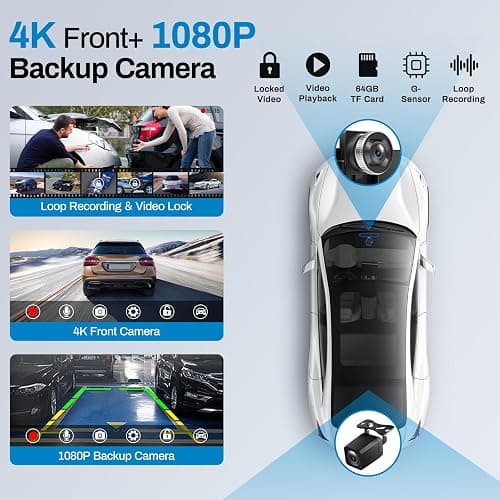 BOXGVO Wireless Carplay Screen for Car with 4K Dash Cam, 9" Portable Carplay & Android Auto, Car Touchscreen with 1080p Backup Camera, GPS/Voice Control/FM//Mirror Link/Bluetooth thumbnail 3