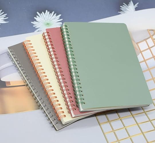 Yansanido Spiral Notebook, 4 Pcs 4 Color A5 Size Thick Plastic Hardcover 8mm Ruled Paper 80 Sheets (160 Pages) Journal for School and Office Supplies (4 Pcs A5) thumbnail 2