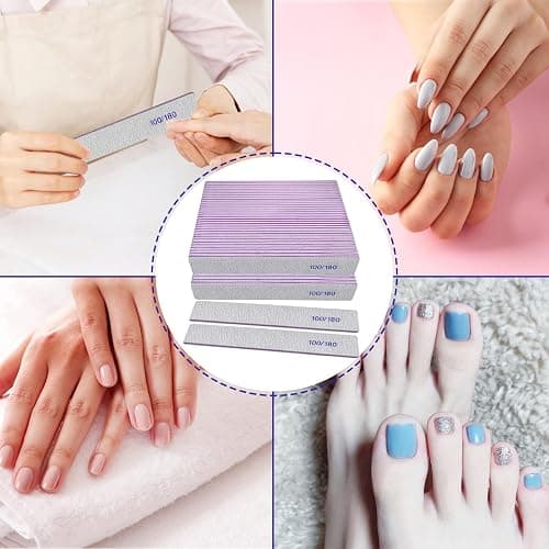 Nail Files (50 Pack), 100/180 Grit Emery Boards Nail File for Natural Nails and Acrylic Nails, Double Sided Emory Boards limas para unas acrilicas Profesional Fingernail Filer Reusable Manicure Gray thumbnail 6