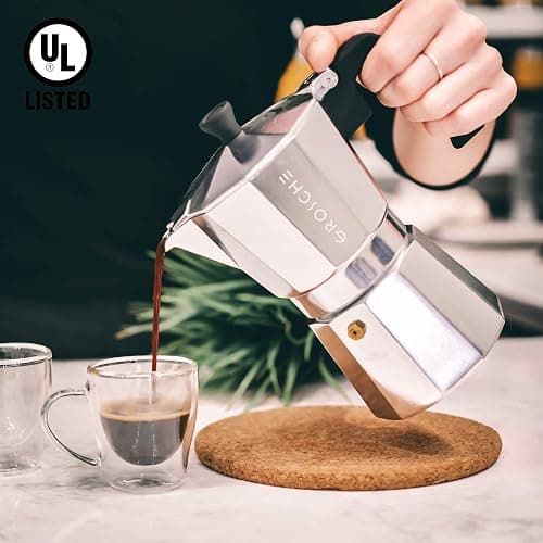 GROSCHE Milano Stovetop Espresso Maker Moka Pot 6 espresso Cup - 9.3 oz, Silver - Cuban Coffee Maker Stove top coffee maker Moka Italian espresso greca coffee maker brewer percolator - 6 espresso cups - Silver thumbnail 8