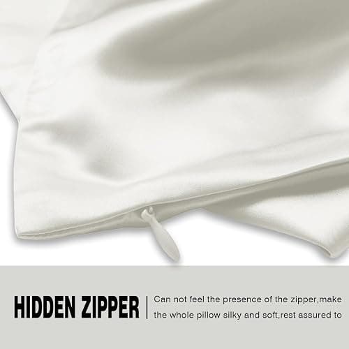 Mulberry Silk Pillow Cases Standard Size Silk Pillowcase with Zipper Soft Breathable Smooth Cooling Satin Silk Pillow Covers for Sleeping for Hair and Skin (Ivory,20"X 26",1Pcs) thumbnail 4