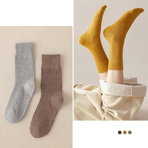 Riccess 10 Pairs of Retro Colorful Athletic Socks for Women, Solid Color, Above Ankle Crew Stretch Socks for Girls thumbnail 6