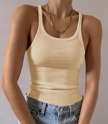 Artfish Women's Sleeveless Tank Top Form Fitting Scoop Neck Ribbed Knit Basic Cami Shirts thumbnail 8