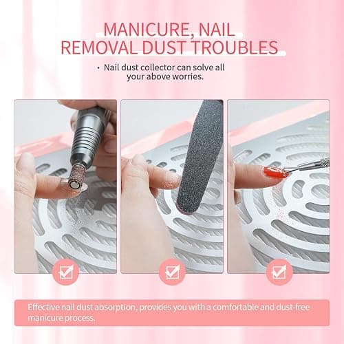 SAVILAND Nail Dust Collector with Lamp – Powerful Nail Vacuum Fan 40W Dust Collector Extractor Electric Dust Suction Machine with Reusable Filter for Acrylic Gel Nails Polishing, Low Noise, Pink thumbnail 5