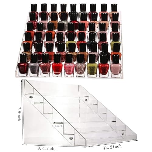 Nail Polish Organizer 6 Tier Acrylic Nail Polish Ink Rack Essential Oil Stand Holder Display Stand Holds, Clear Makeup Organizer, Easy Assemble (6 tiers) thumbnail 3