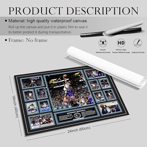 MENKARWHY Anthony Edwards Signed Poster For Kids Room Bedroom Wall Decor-Basketball Superstar Posters Canvas Art Print Picture For Teen Boy Fans Birthday D3gifts thumbnail 6