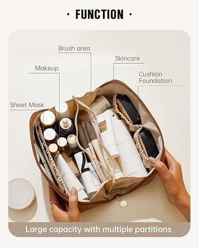 EACHY Travel Makeup Bag,Large Capacity Cosmetic Bags for Women,Waterproof Portable Pouch Open Flat Toiletry Bag Pattern Makeup Bag thumbnail 2